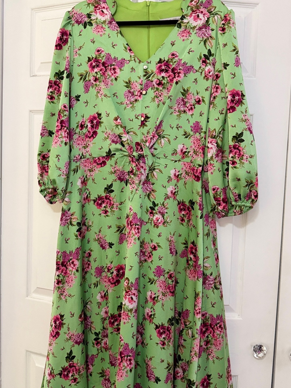 julia jordan Mint Green Floral Tie-Waist Midi Dress